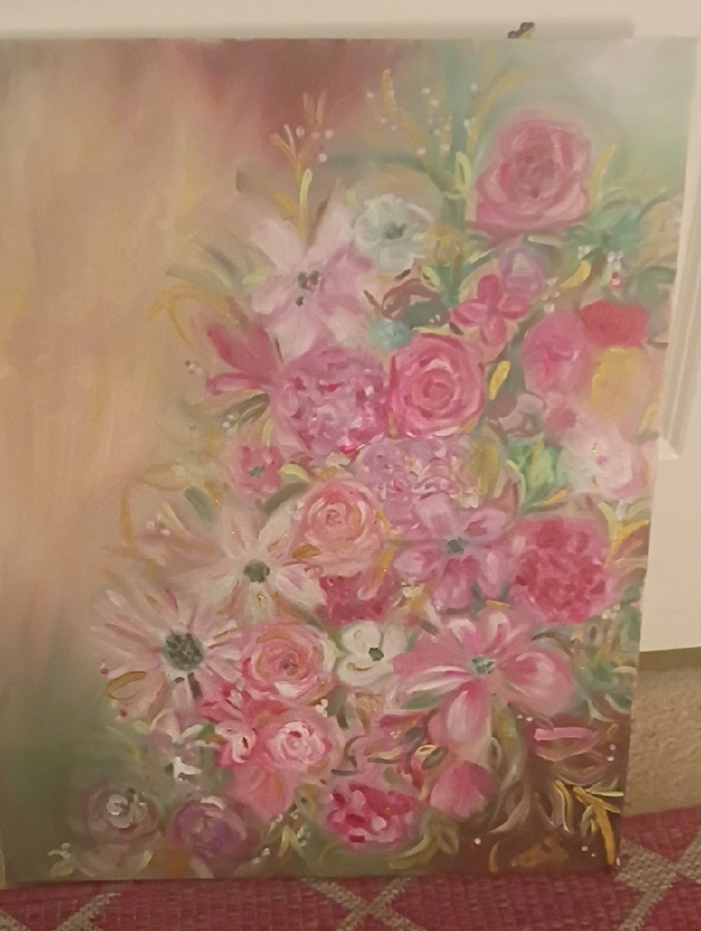 Floral Pink Bouquet Canvas Wall Art